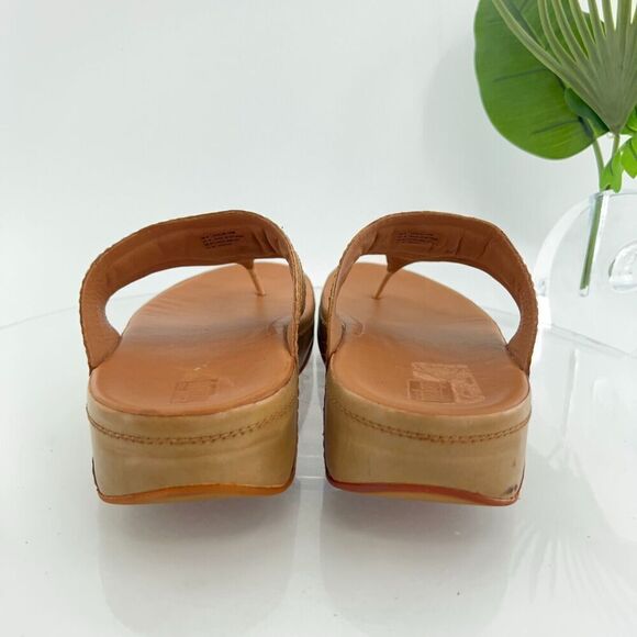 Fitflop Women's Walkstar Sandal Size 10 Thong Slide Shoe Brown Tan Leather - Picture 6 of 16